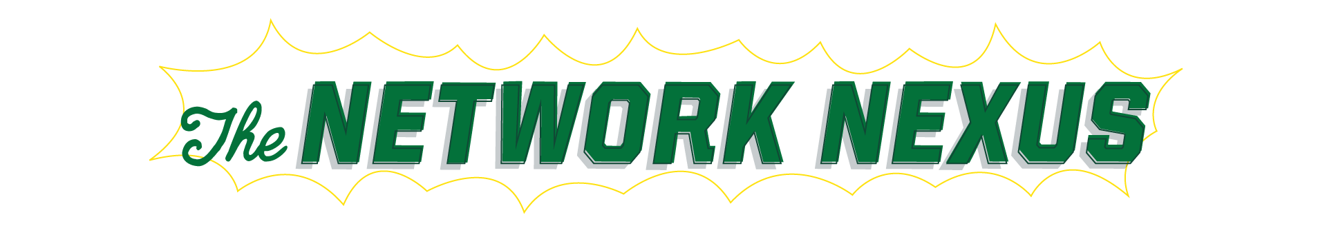 A comic book-style graphic of the words the network nexus